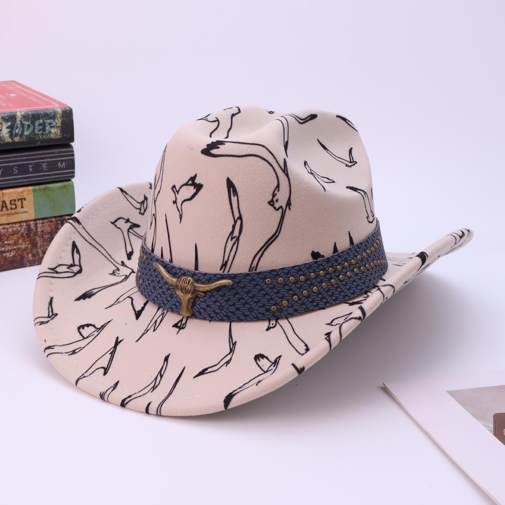 Cross-Border American Bull Head Western Style Cowboy Hat Fashion Retro Knight Top Hat European And American Men And Women Versatile Jazz Hat