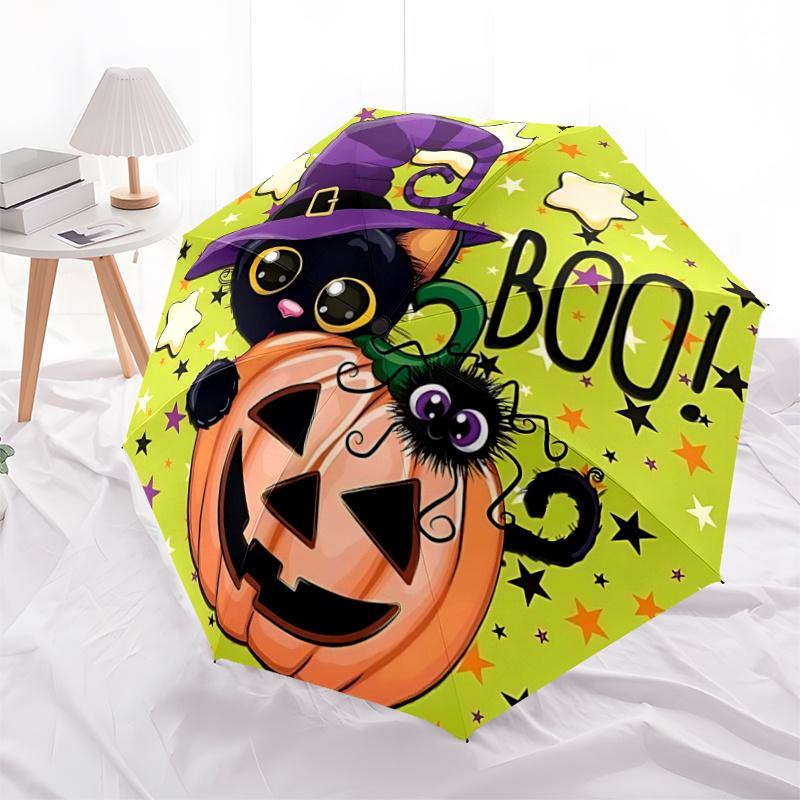 

1pc Halloween Pumpkin Automatic Open/CloseCartoon Practical Umbrella, Portable Compact Umbrella for Men & Women A046