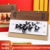2026 Creative Leather Wood Carving Desk Calendar - Cultural Business Office Monthly Ornament