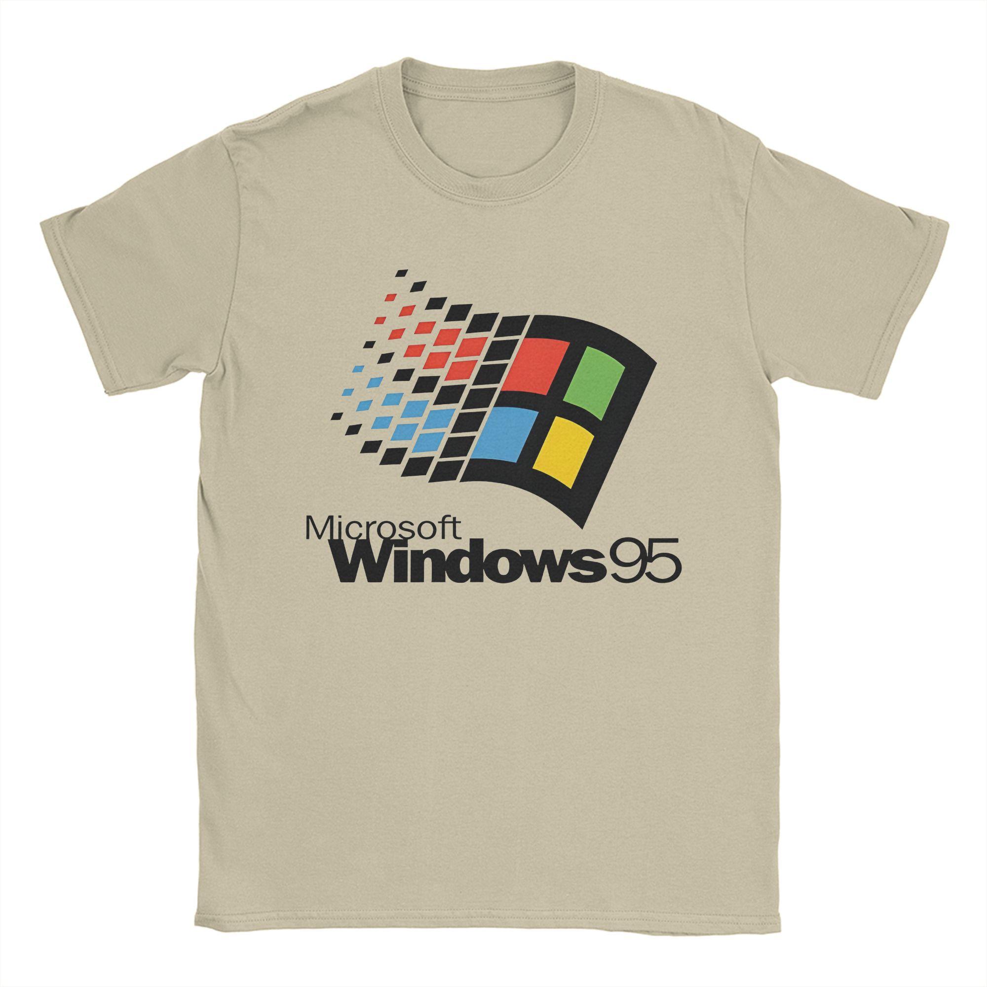 Windows95 Аксессуары Футболки унисекс 100% хлопок Футболка с графическим принтом Топы Футболка S хаки