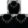 Gothic Punk Thorns Pendant Necklace With Steel Cross Chain For Women