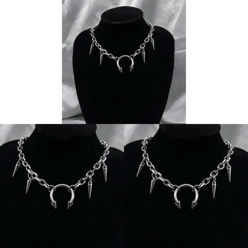 Gothic Punk Thorns Pendant Necklace With Steel Cross Chain For Women