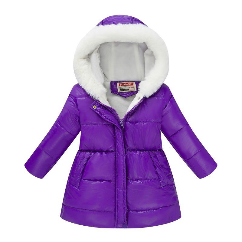 4-12 Years Kids Girls Winter Warm Winproof Hooded Coat Mid Length Jacket