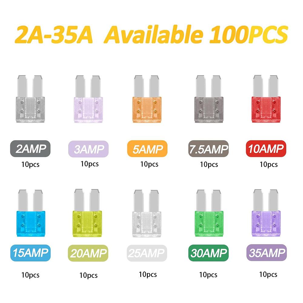 Micro 2 Blade Fuse ATR/APT Micro2 Fuse ATR/APT Blade Fuse Kit for Car Boat Truck SUV Automotive Replacement Fuses (100 PCS) Fuse Holders1