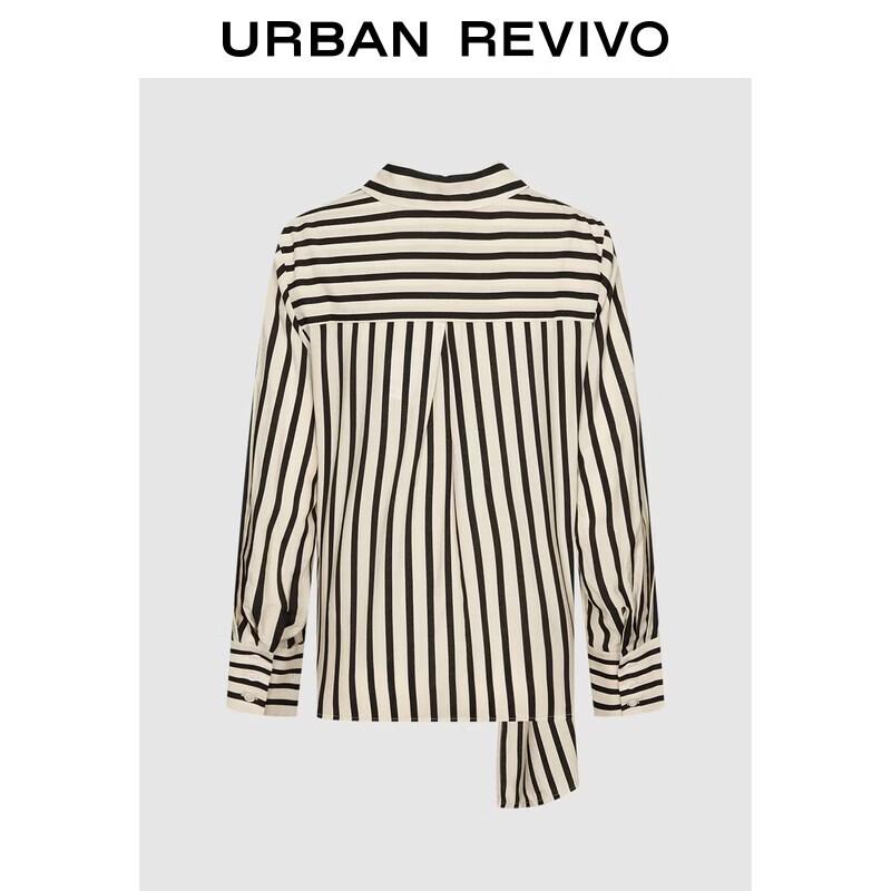 UR2026 Women s Striped Tie-Front Polo Blouse S