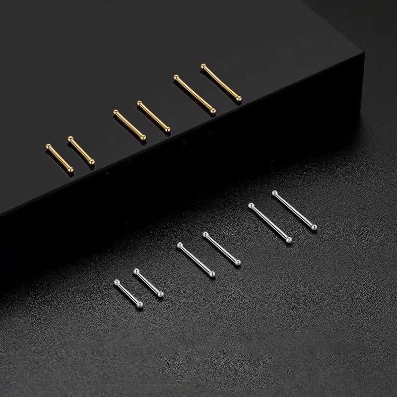 925 Silver 6/8/10MM Pole Length Gold Bead Mini Stud Earring For Women Fine Jewelry Piercing Ear bone Accessories