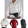 V-neck Lace Up Medieval Peasant Shirt In Cotton Blend For Ren Faire Cosplay