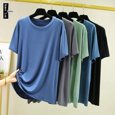T-shirt de sport d'été à manches courtes et col rond pour homme en modal uni