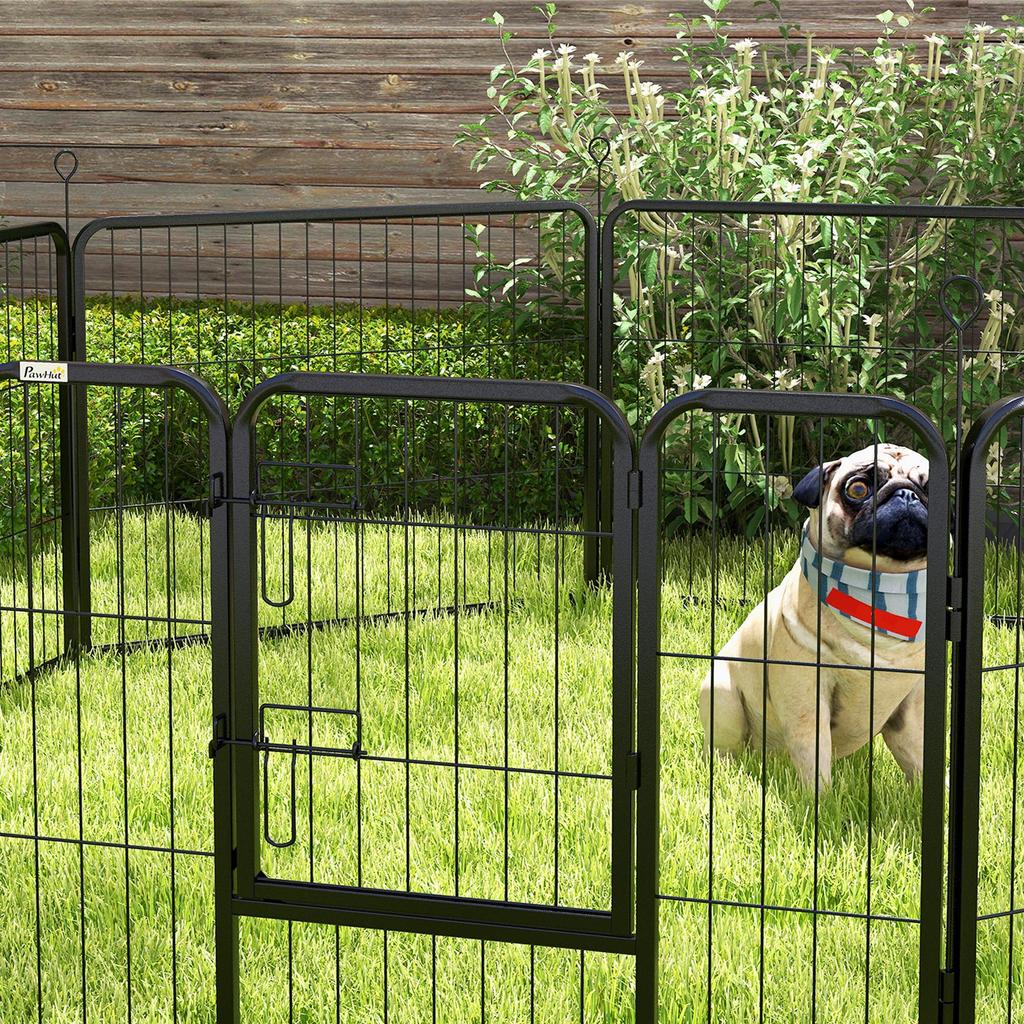 8-Piece Modular Dog Fence for Indoor and Outdoor Use, Steel, 80x60 cm, Black