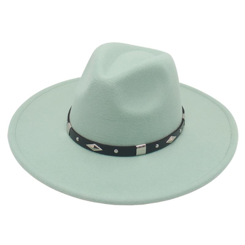 Big Brim Rhombus Metal Belt Accessories Jazz Hat Men'S And Women'S British Style Top Hat