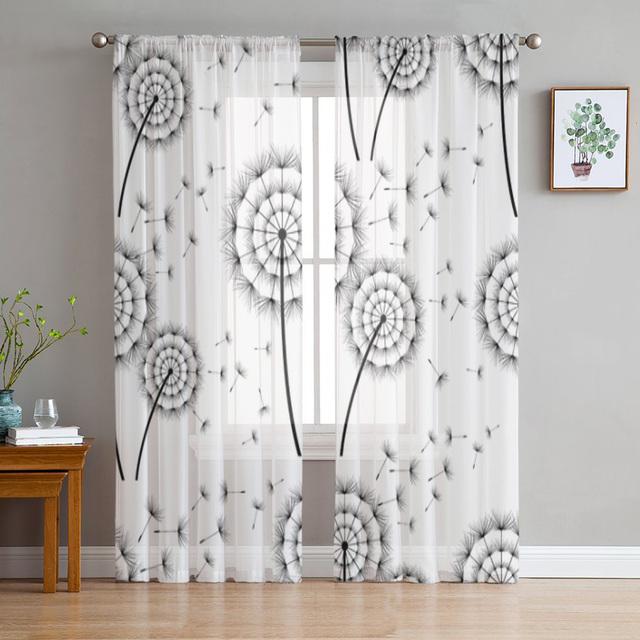 Plant Design Sheer Curtains For Living Room Bedroom Kids Room Home Decor Light Filtering Window Blinds