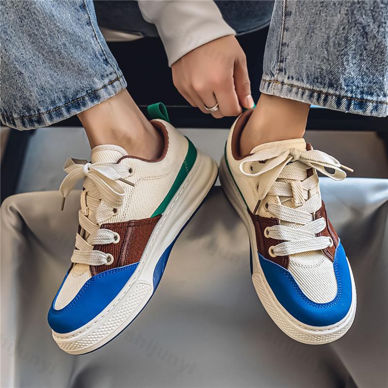 Fashion 2025 Spring New Men's Casual Sports Shoes Retro Color Blocking Niche Design Canvas Fashion Trend Comfortable Platform sneakers