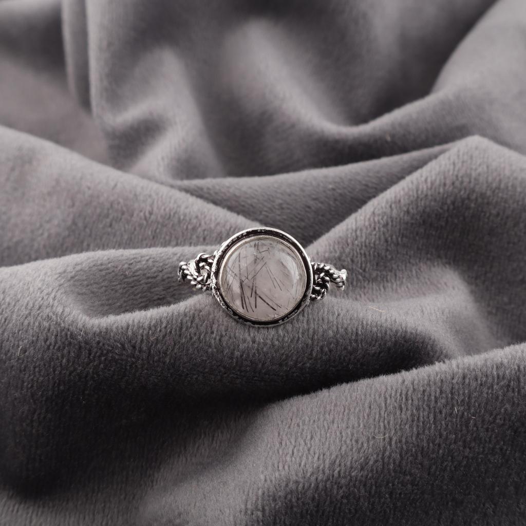Black Rutile Gemstone Jewelry, 925 Solid Sterling Silver Ring, Beautiful Silver Ring, Handmade Jewelry For Wedding Gift