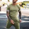 Tracksuit Summer 2 Pieces Men Sets Male Clothing Sportswear Set Fitness Print Men Shorts+T Shirt Mens Casual Suit Plus Size