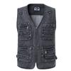 Spring and Autumn New Men's Denim Vest Multi-Pocket Work Clothes Versatile Casual Tops