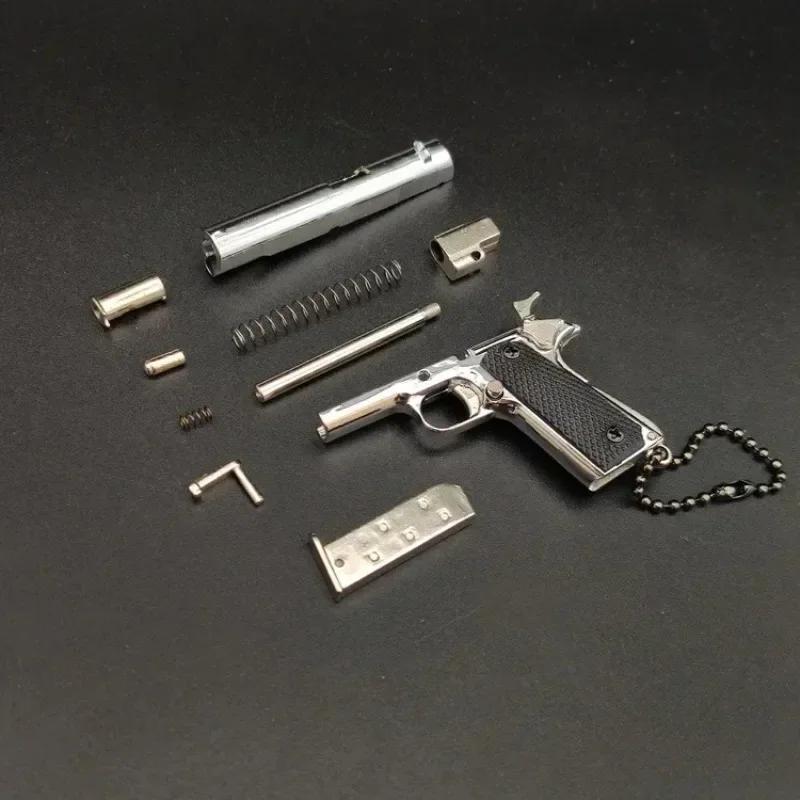 1:3 Alloy 1911 Pistol Model Miniature Detachable Toy Gun Keychain Backpack Pendant Decoration Gift For Boys Adult