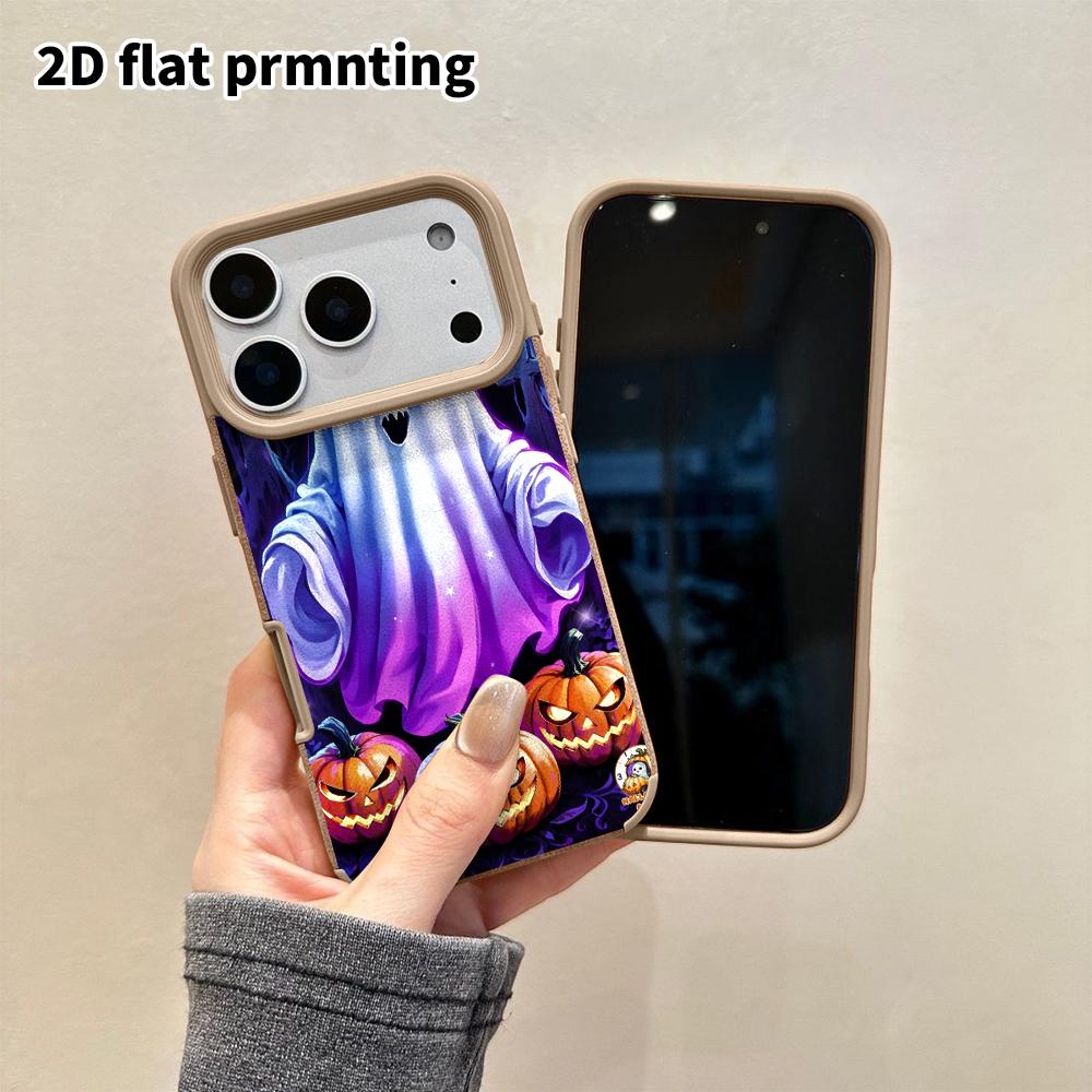Phone Case: 2D Flat Lambskin Suitable for iPhone 18 17 16 15 14 13 Pro, Ghost Pumpkin, Christmas and Halloween Gifts