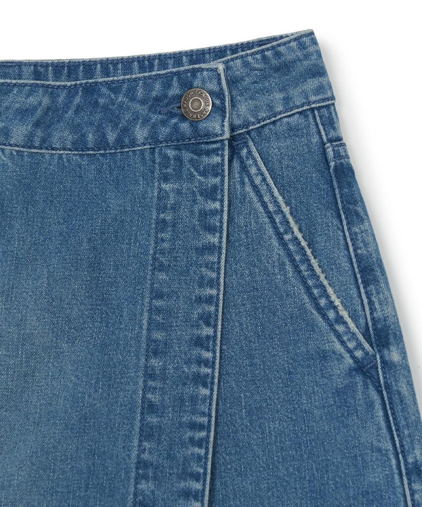 Emelbi Women'S Basic Small Logo Cargo Denim Wrap Skirt Ny (Indigo)