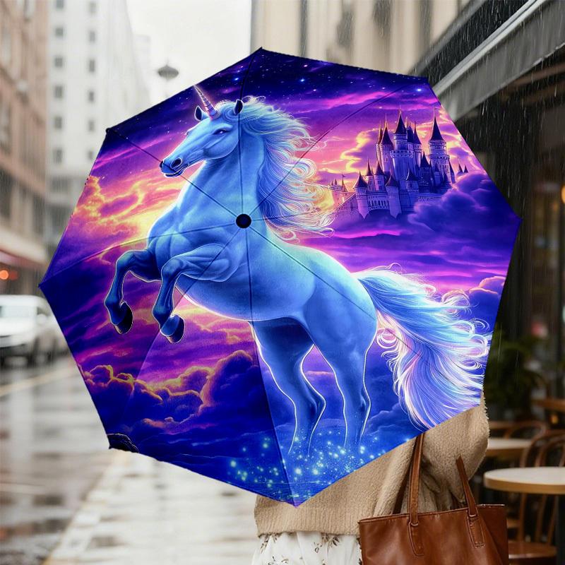 1pc Unicorn Fantasy Pattern Umbrella Design Automatic Opening and Closing Umbrella, High-quality Travel Umbrella,  c1128097