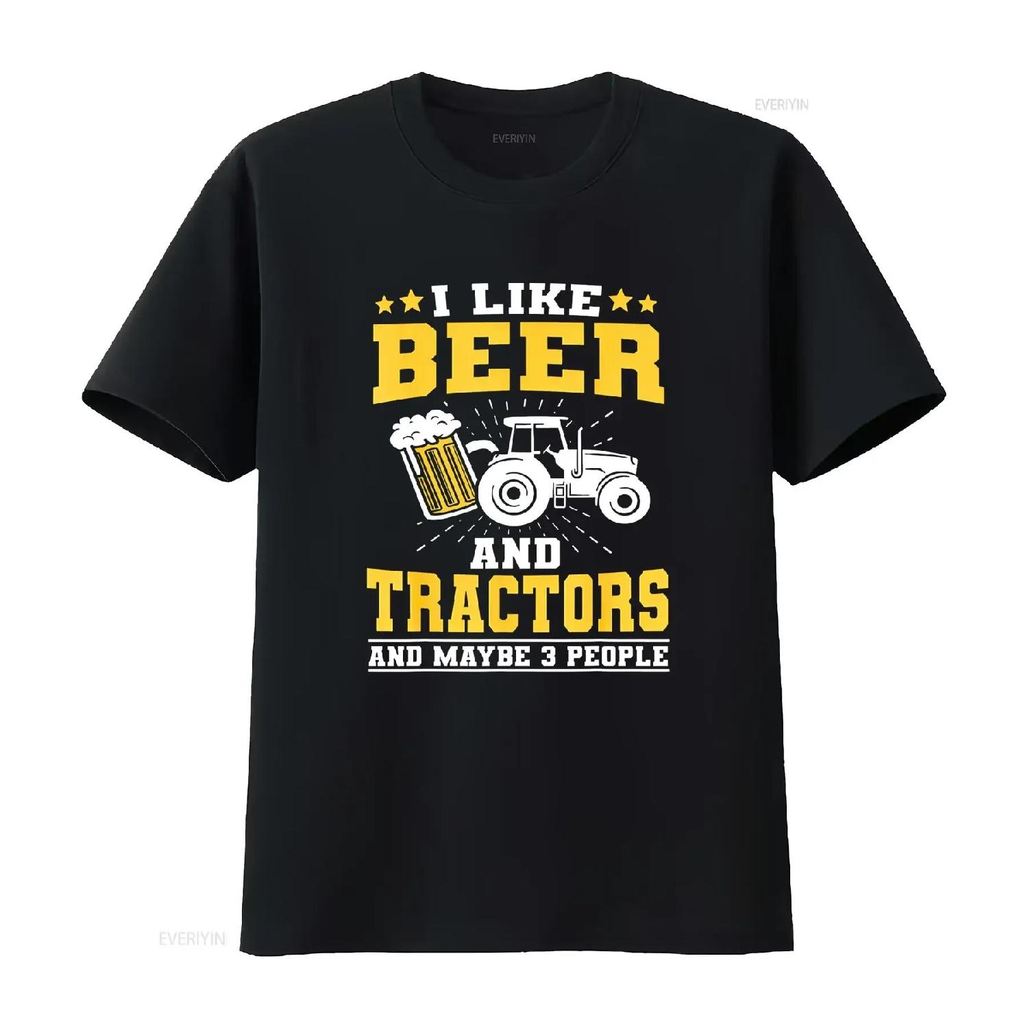 

Funny I Like Tractors Beer And Maybe 3 People Tractor T Shirt vintage Washed Stylish Casual Slightly graphic homme Soft XXXXXL чорний