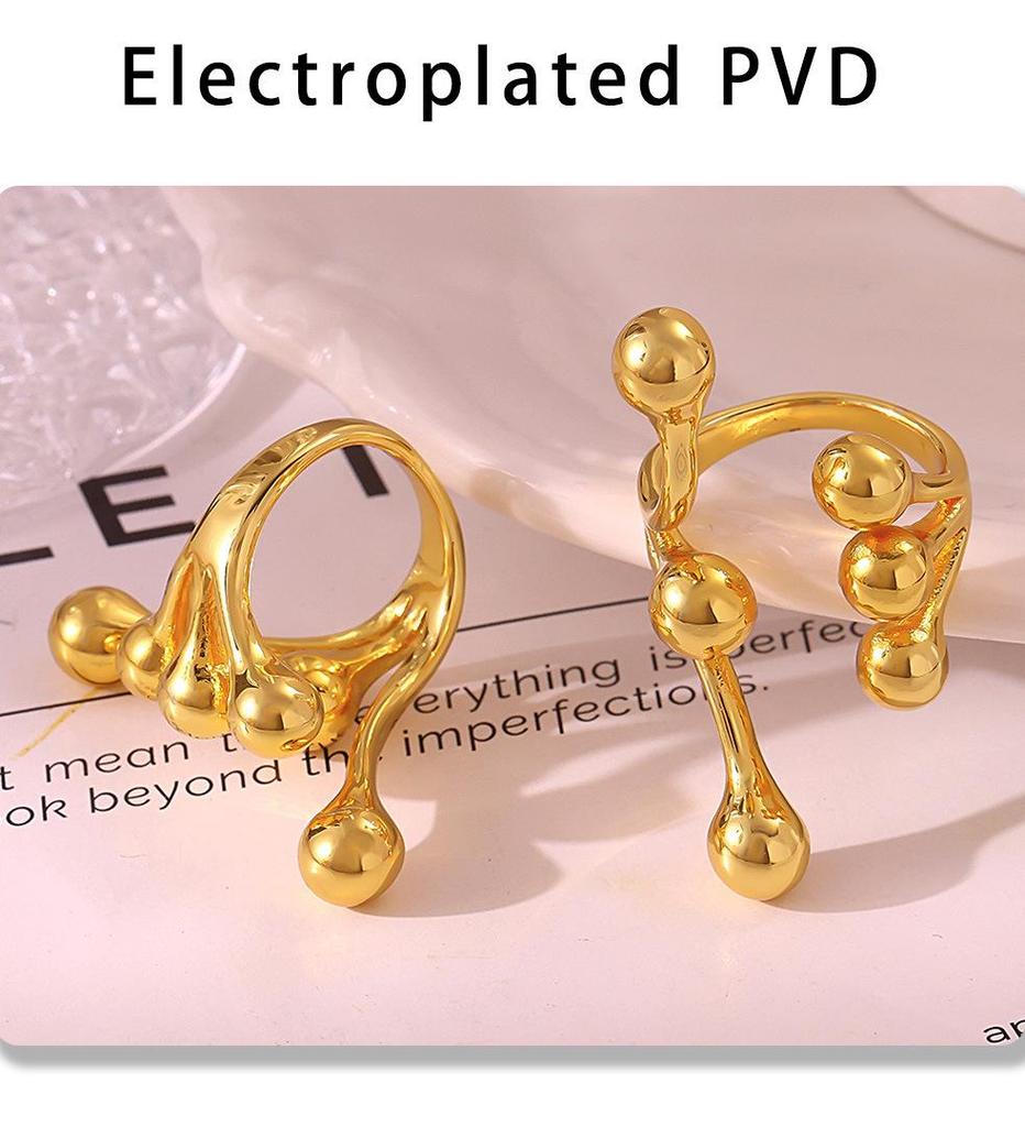 18K Gold-Plated Creative Titanium Steel Ring with Spherical Design