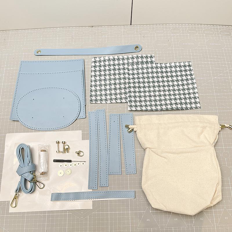 Zhuang Brocade Women's DIY Retro Bucket Crossbody Bag with Drawstring