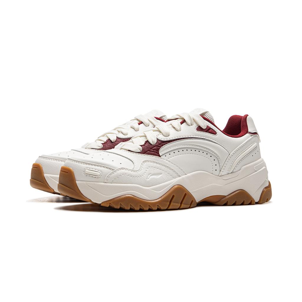 New LiNing Tianji 3 Slip Resistant, Abrasion Resistant, Lightweight Low Top Skateboard Shoes Women's White Red AGCU432-1