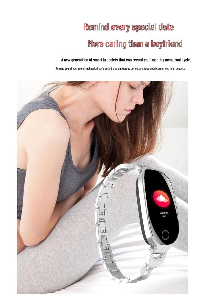 F81 Women's Smart Bracelet: Versatile Watch with Blood Oxygen, Heart Rate Monitor, Pedometer, and Menstrual Tracking.
