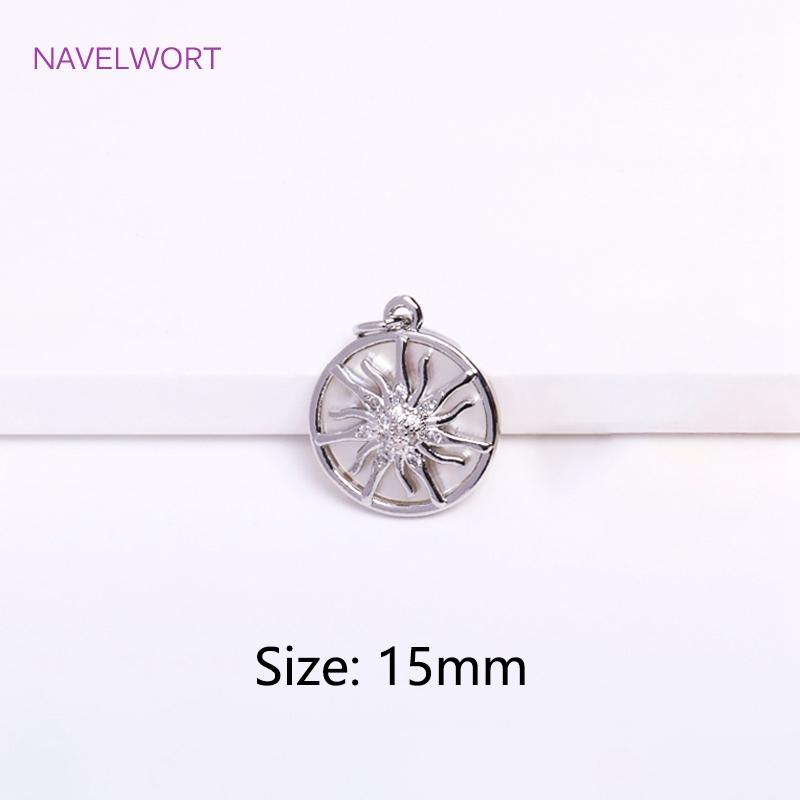 18K Gold Plated Brass Charm,Round Sun Charm For Necklace Making Findings,Inlaid Zircon Sun Pendant,Jewelry Charm,DIY Accessories