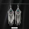 Niche turquoise earrings Bohemian long fringed earrings women's retro design earrings