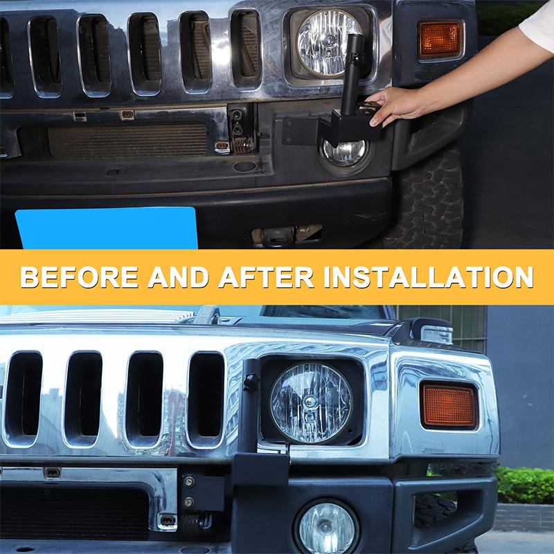 Carbon Steel Black Front Bumper Antenna Flagpole Bracket For Hummer H2 2003 2004 2005 2006 2007-2009 Car Exterior Accessories