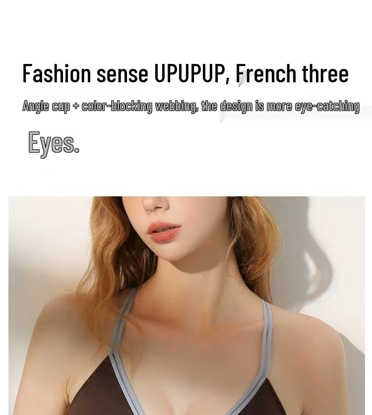 Französischer Triangel-Cup Damen-BH-Set - Schlankmachender Effekt, Tiefer Ausschnitt, Sexy, Schöner Rücken, Herbst Dünner Stil