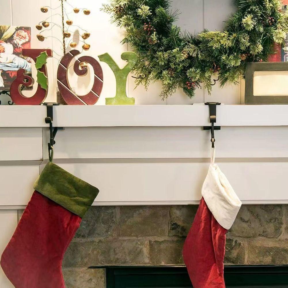 Adjustable 2-In-1 Mantel Hook Space Saving Fireplace Hanger Christmas Stocking Holder Front Door