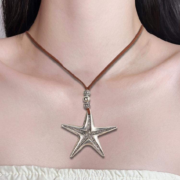 Vintage Starfish Pendant Necklace Beach Choker Jewelry Adjustable Clavicle Chain