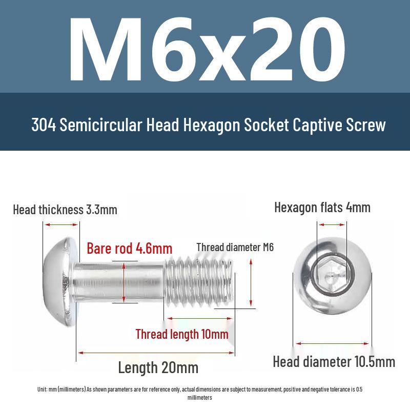 Yigu 304 Stainless Steel Anti-Loosening Hex Socket Captive Screws - M2/M3