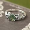 Original Refreshing New In Inlaid Light Green Ink Gems Rings for Women  Vintage Fresh Light Luxury Flower Fine Jewelry