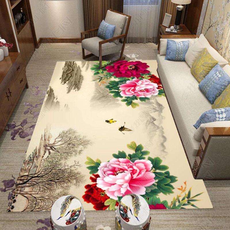 New Chinese Living Room Carpet Home Luxury Bedroom Bedside Large Area Mat Office Commercial Carpets Washable Entrance Doormat