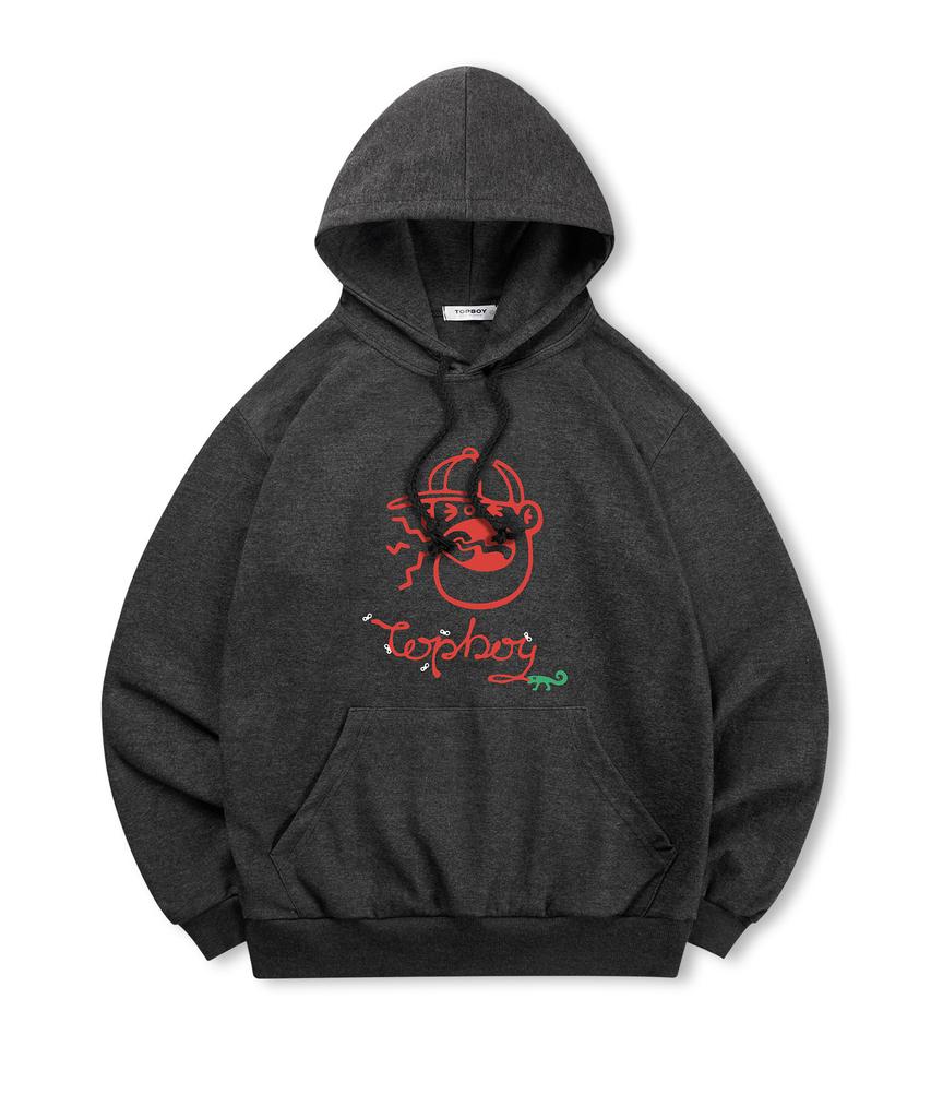 [Non-Fleece Or Fleece-Lined] Big Mouth Print Hooded Sweatshirt (Type A)