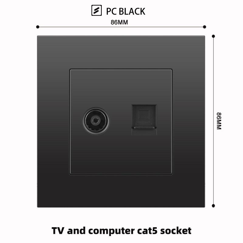 British 13A Socket with USB-C Fast Charging, Hong Kong & Macau Version, Black 3-Hole Square Pin 86 Panel