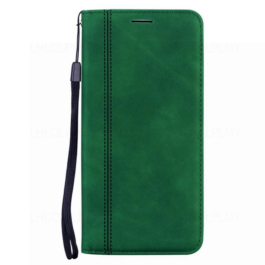 HualuBro Cover A Portafoglio Per OnePlus 8, In Pelle PU Verde, Con Slot Per Carte E Chiusura Magnetica, Custodia Con Stand