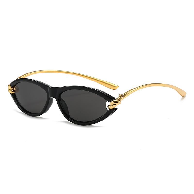 European American Fashion Cat Eye Oval Knot Uv400 Sunglasses серый