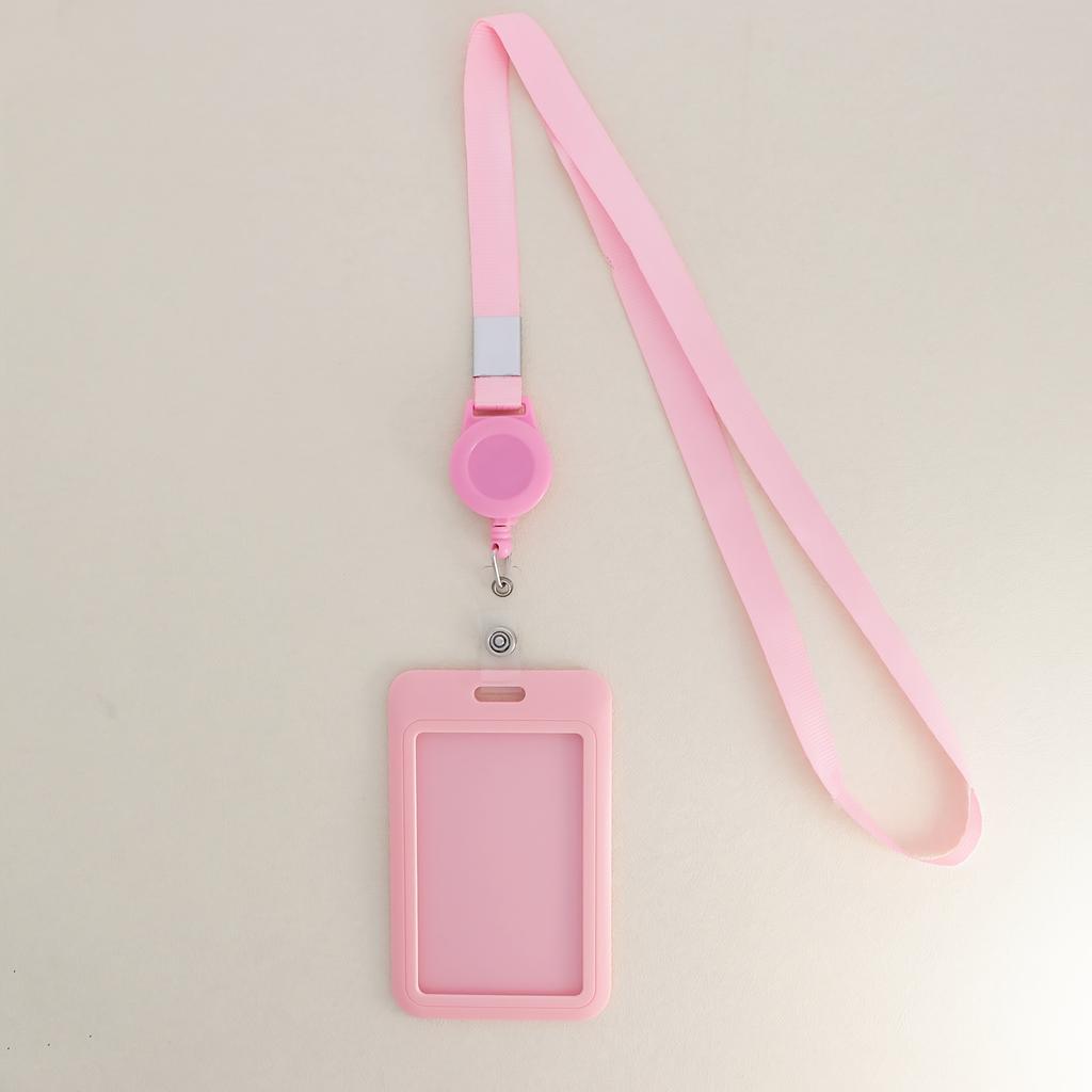 Pure Color Retractable Badge Reel Retractable Teacher Lanyard with Name Card Badge Holder Neck Strap Keychian Accessories Gift
