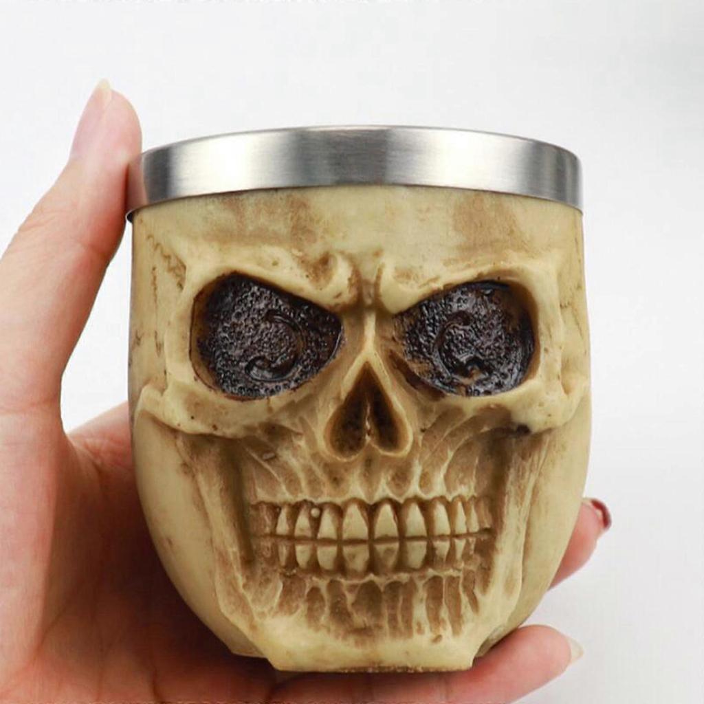 Skull Pattern Barber Cleaning Soap Mug Shaving Lather Bowl,Made of Stainless