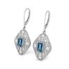 London Blue Topaz Filigree Dangle Women Wedding Earrings-925 Sterling Silver
