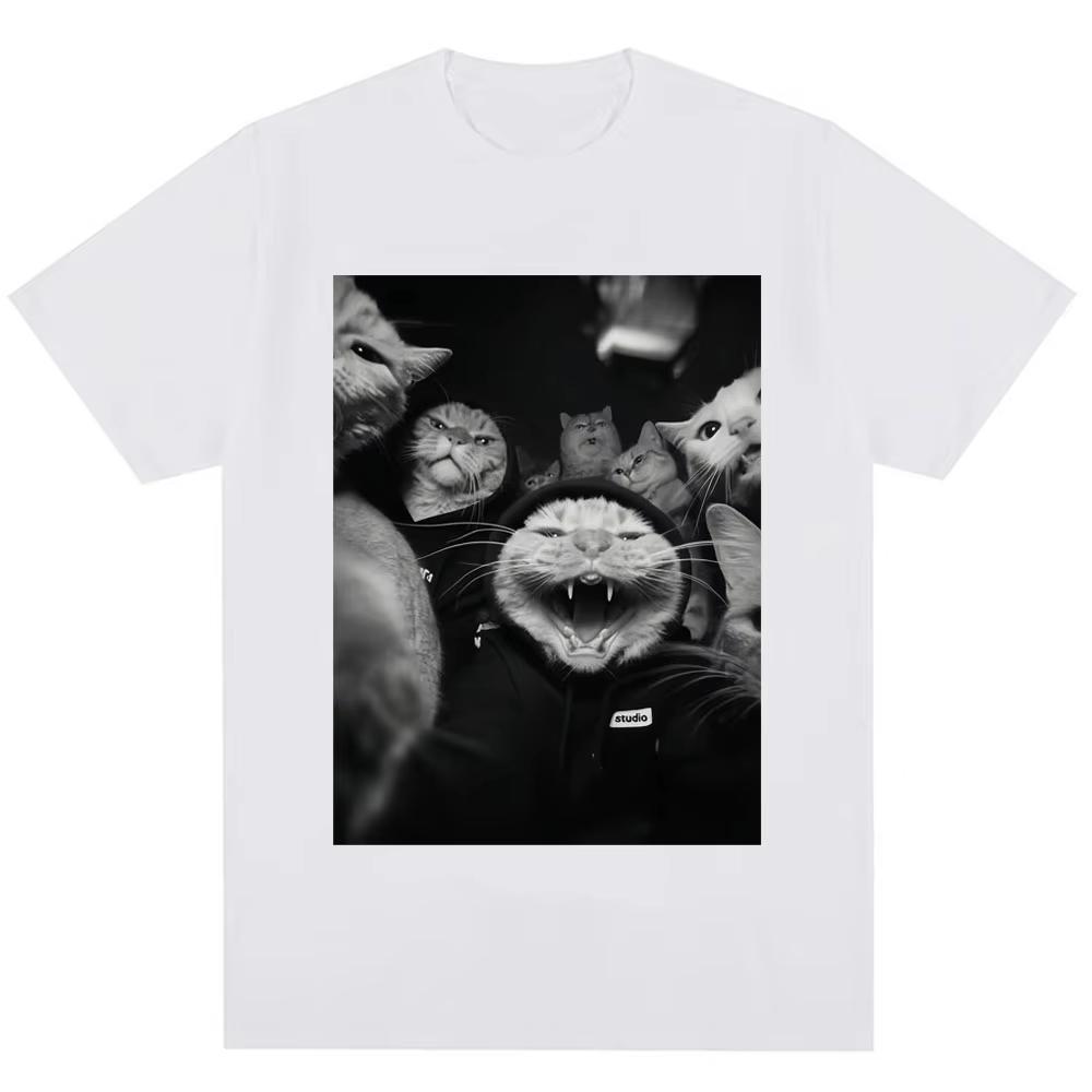 Funny Cat Gang Meme Classic T Shirt Unisexs Unisex Fashion Vintage Gothic T Shirt Oversized Cotton Casual Gifts TShirts Streetwear