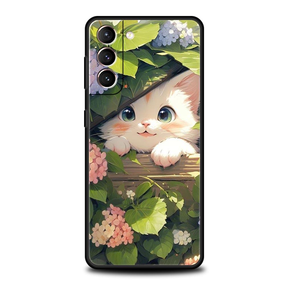 Daily Life of Cute Cats Phone Case For Samsung Galaxy S26 Ultra S25 Plus S24 FE S23 S22 5G S21 S20 Cover Black Soft