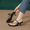 2025 New Summer French High Heels Stiletto Fashion Square Head Pinch Sandals Kitten and Flip-flops Cool Slippers