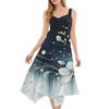 Women's Casual Fashion Round Neck Sleeveless Print Irregular Hem Midi Dress