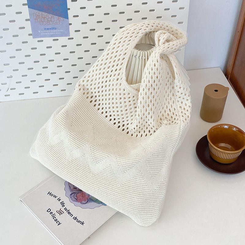 

Yogodlns шерстяная вязаная сумка-тоут для женщин винтажная хлопковая сумка на плечо для девочек большая вместительная женская сумка вязаная крючком сумка 35x35cm