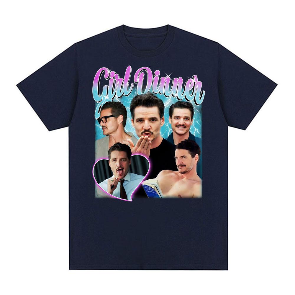 202526 Hotselling Pedro Pascal Girl Dinner Tshirt Cush Meme Funny Aesthetic Graphic Tshirt Oversized Cotton Short Sleeve
